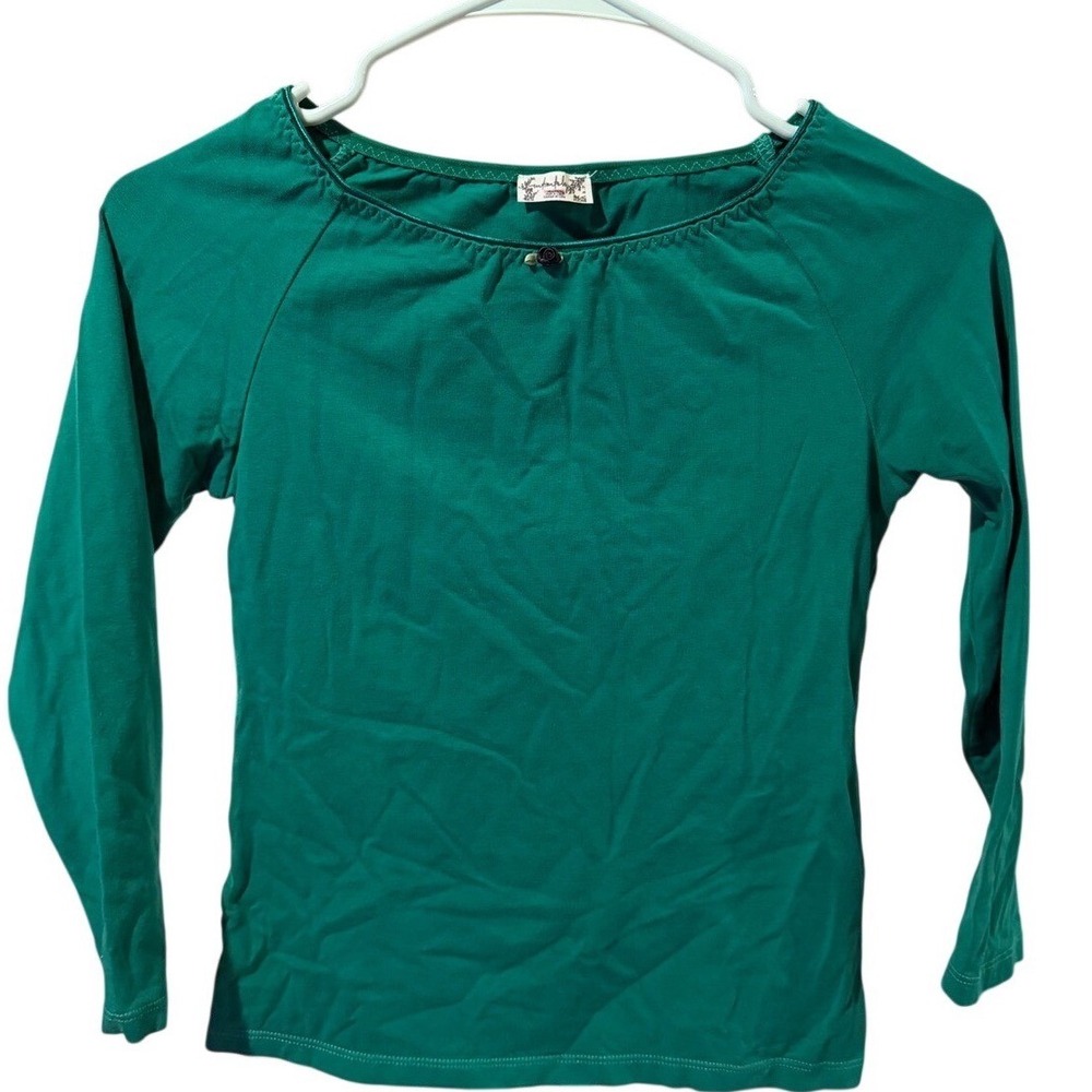 Intimately Free People Green Long Sleeve Rosette Scoop Neck Top Womens Small S